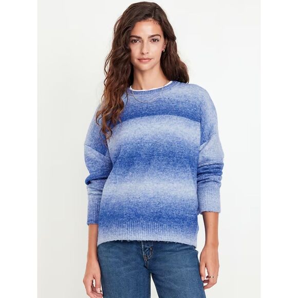 Old Navy Cozy Crew-Neck Blue Ombré Sweater super soft L - Picture 2 of 4